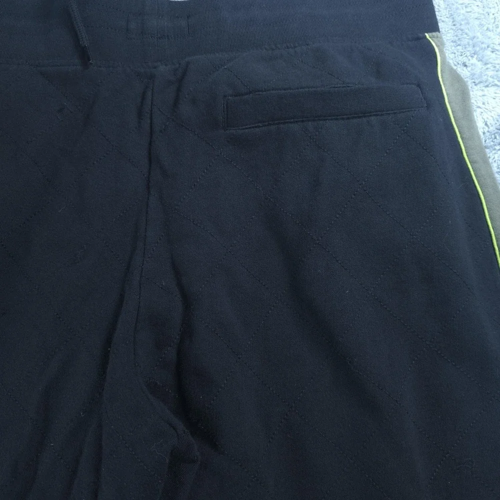 True Religion Jogger Pants Mens XL Black Quilted Colorblock Elastic Waist Cuffed